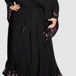 City Chic Embroidered Folklore Maxi Dress Blackberry  Size 18
